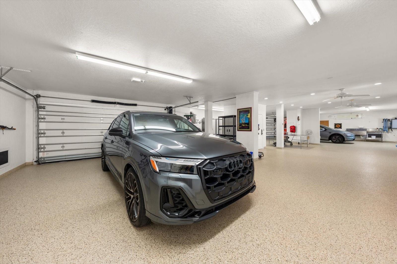 Massive Garage with expoxy floors