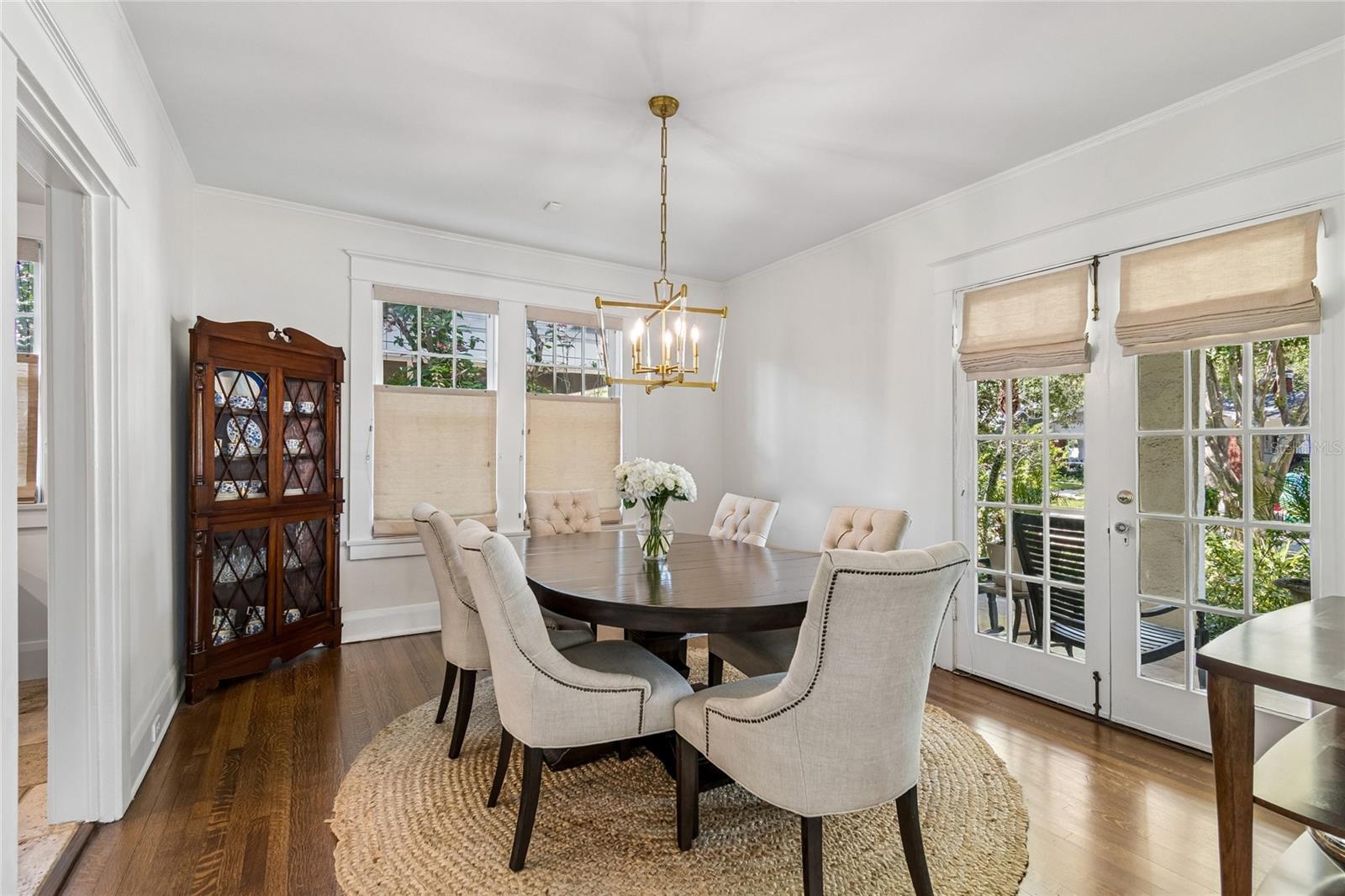French doors lead to front porch