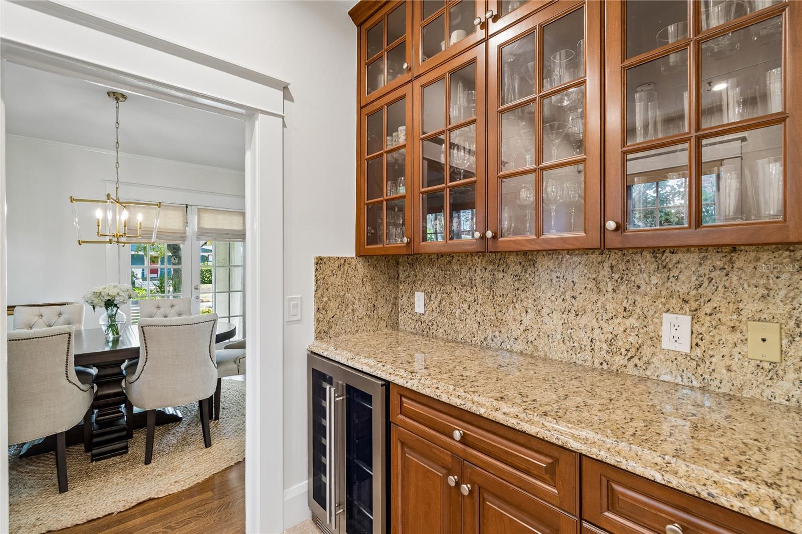 Butlers pantry with new beverage refrigerator