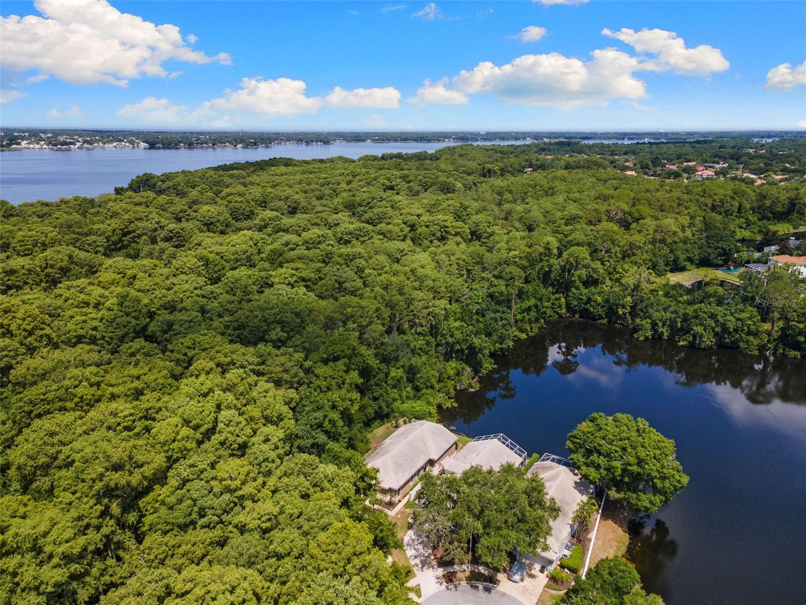 Aerial view of the surrounding area.