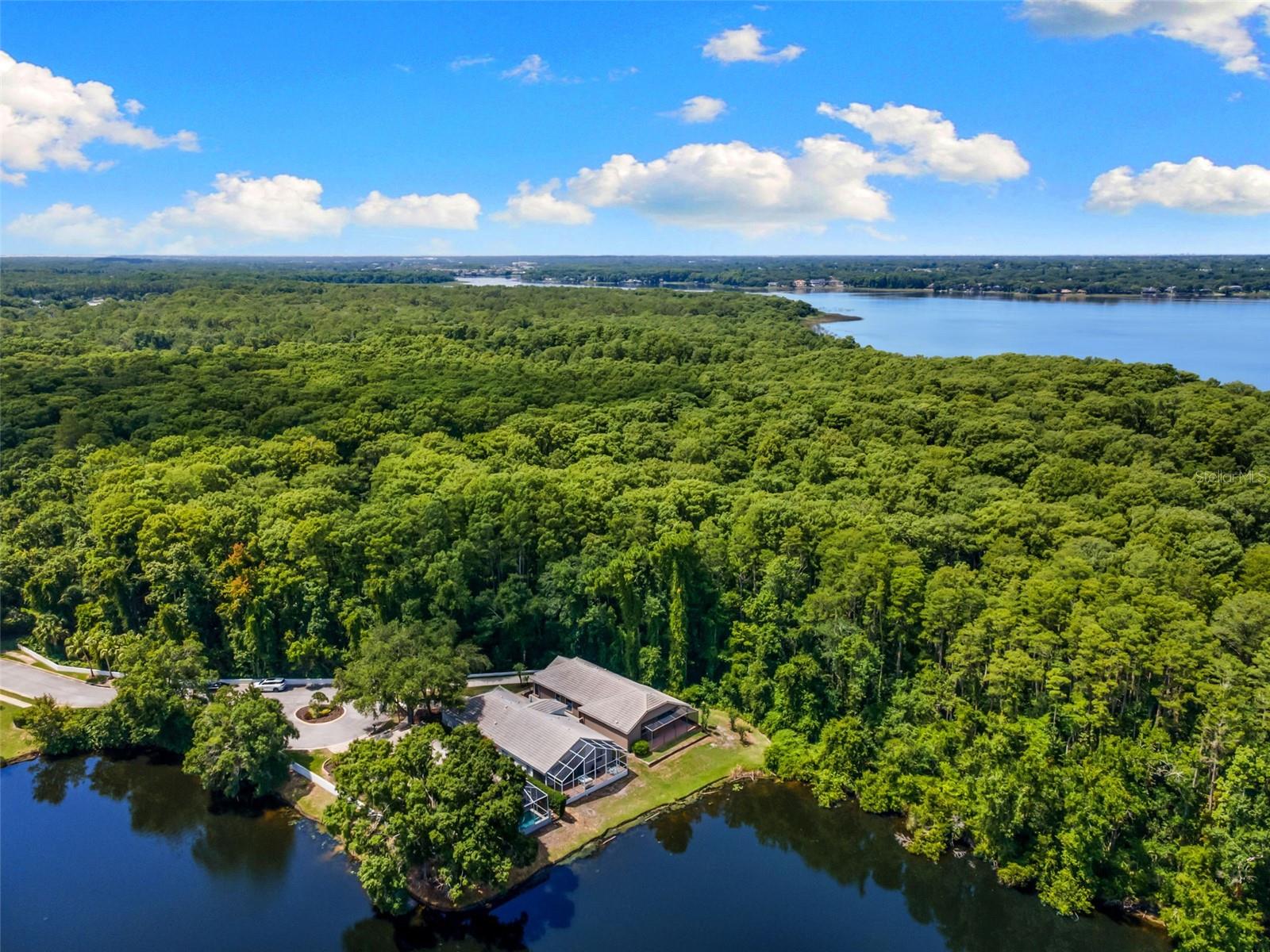 Aerial view of the surrounding area.