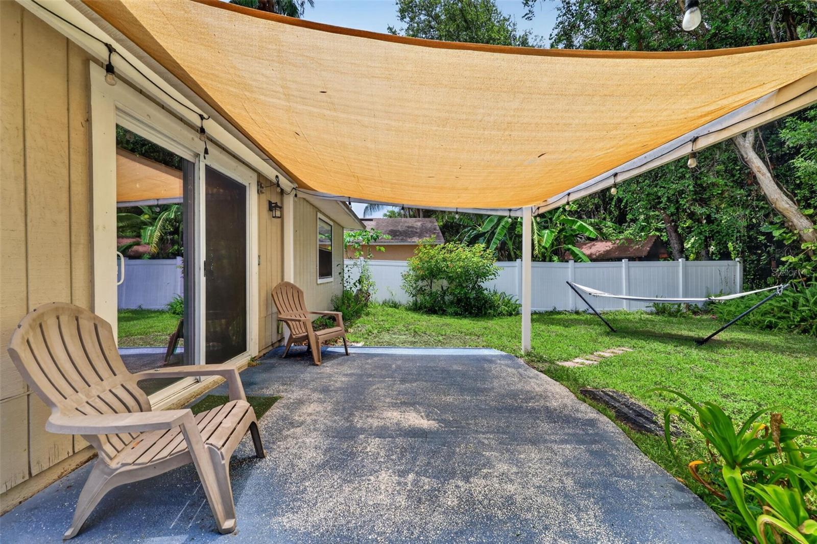 Shaded Back Patio for Relaxing