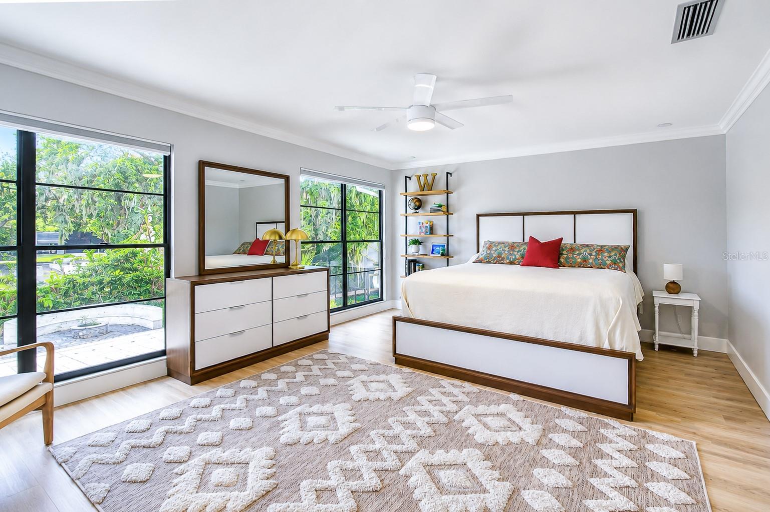 Luxurious owner's retreat with French doors.