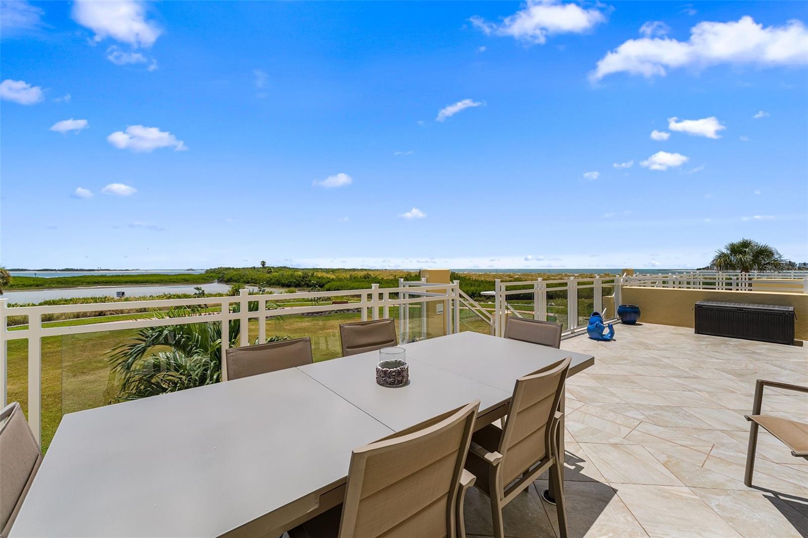 Private expansive Gulf front balcony and stairs to beach and amenities