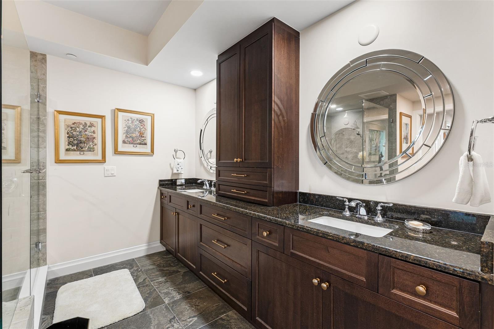 Primary bathroom, dual vanities