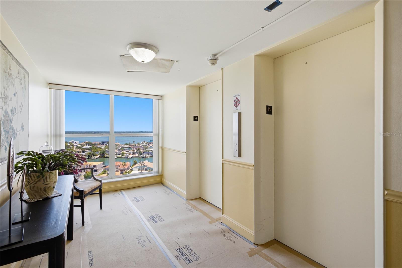 Bright and sunny hallways with windows and a view