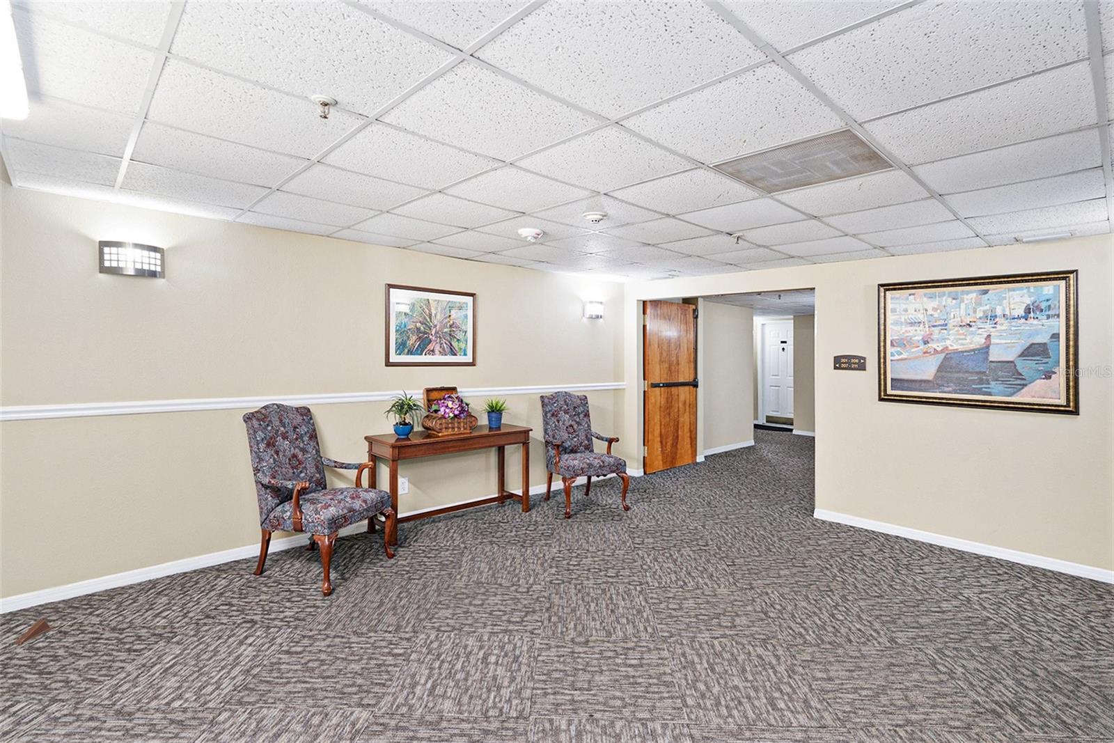 Sitting area outside elevator 2nd floor