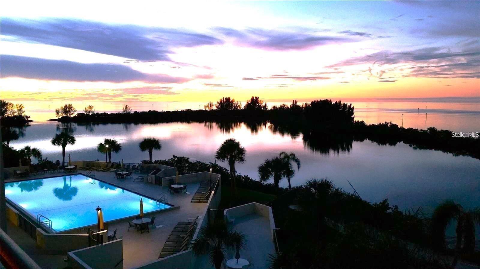 A watercolor, brilliant sunset.