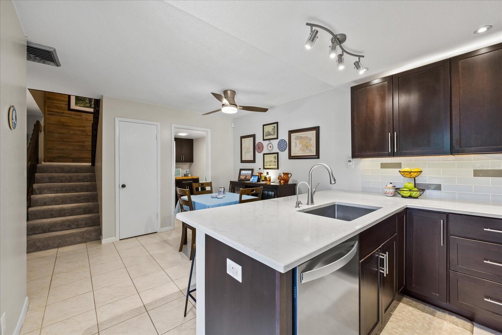 Excellent dining and kitchen areas are generously sized.