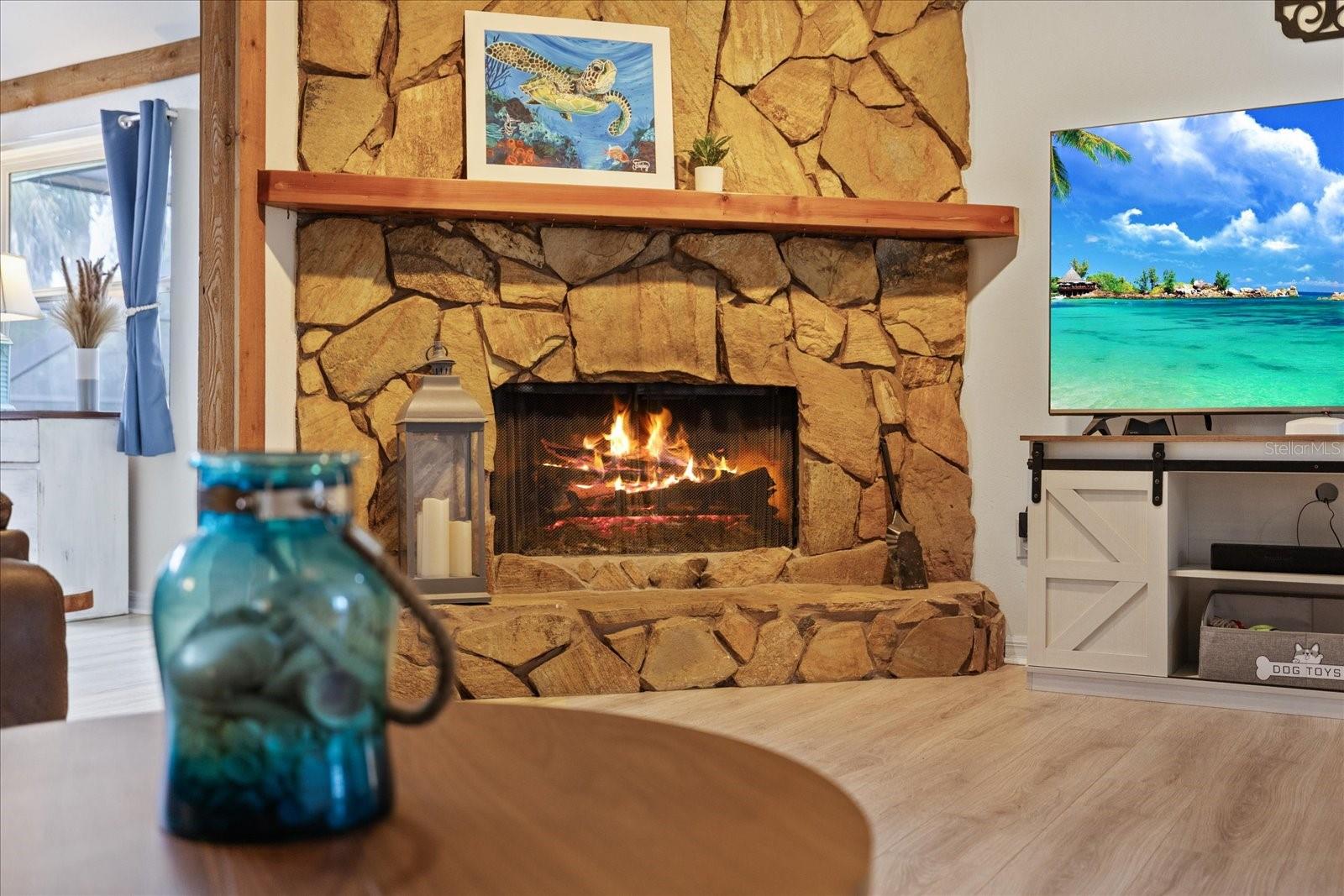 Wood-burning fireplace