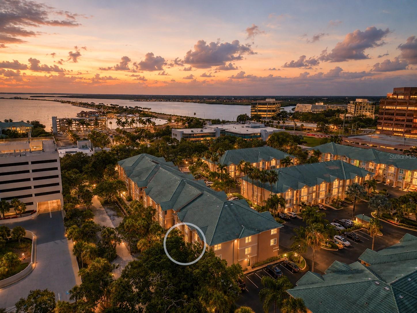 Overhead view of property facing west