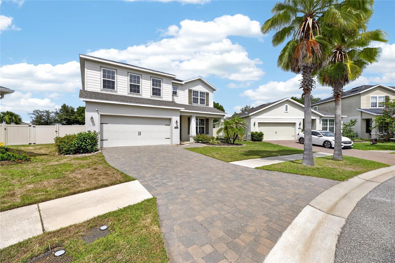 Beautiful long paver driveway