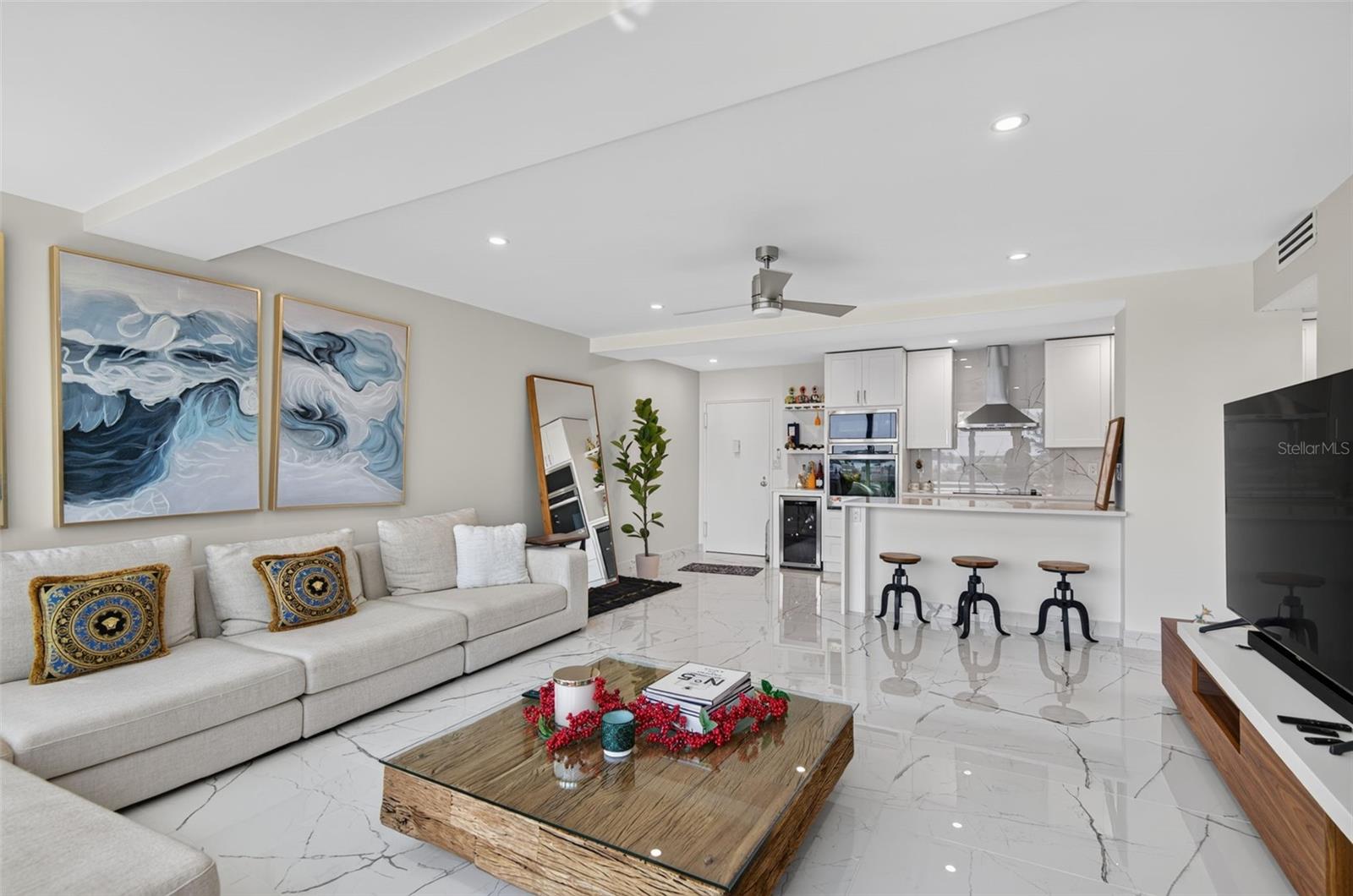 Open living area has plenty of room for furniture and guests