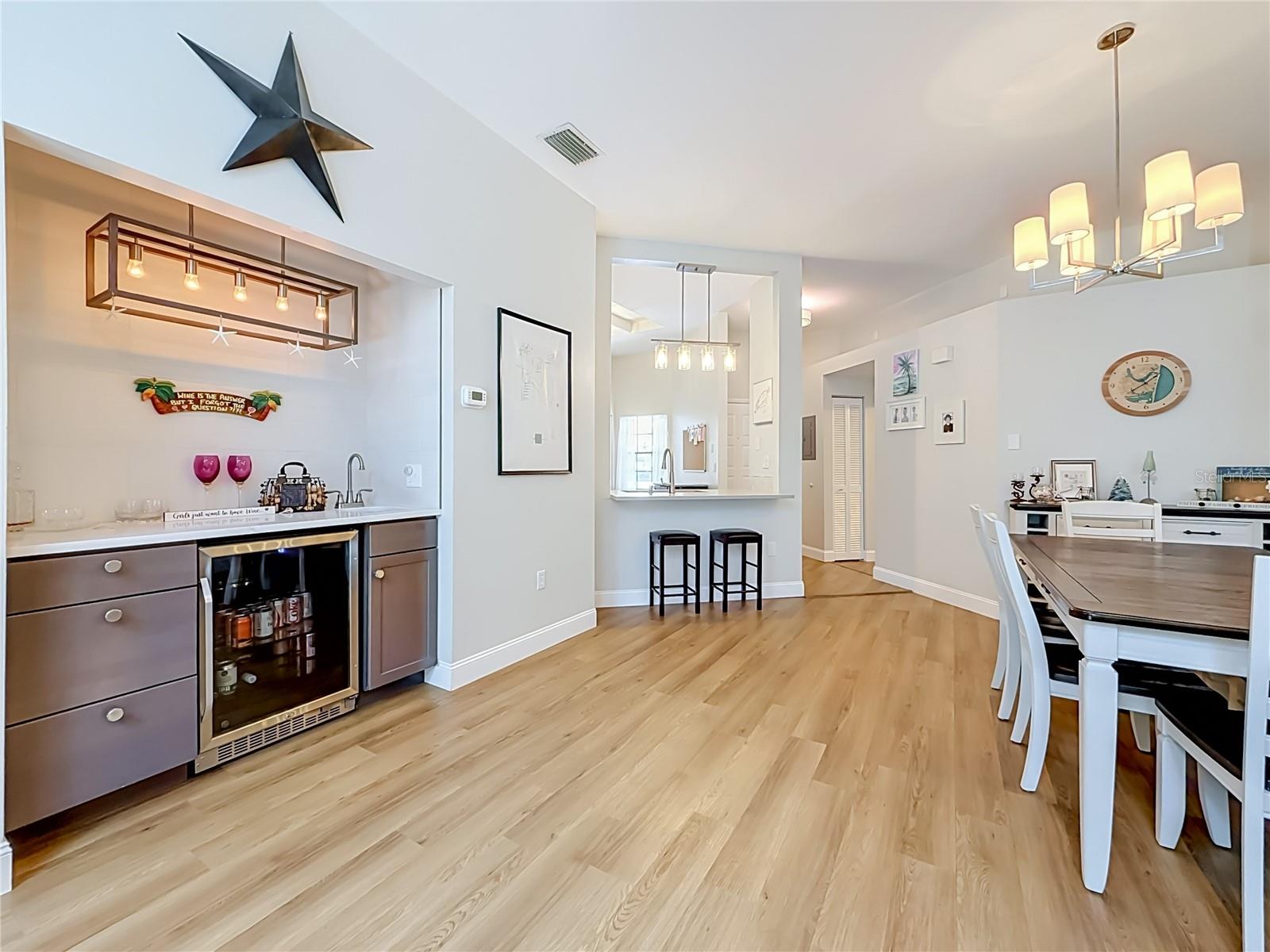 Built In Bar Area with Newer Beverage Fridge Include