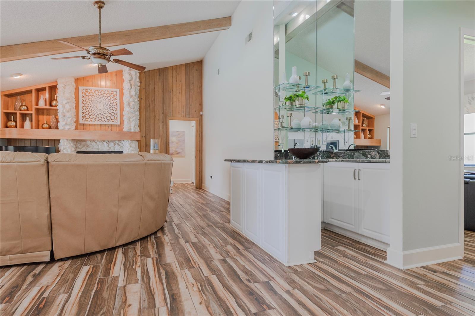 Interior wet bar.