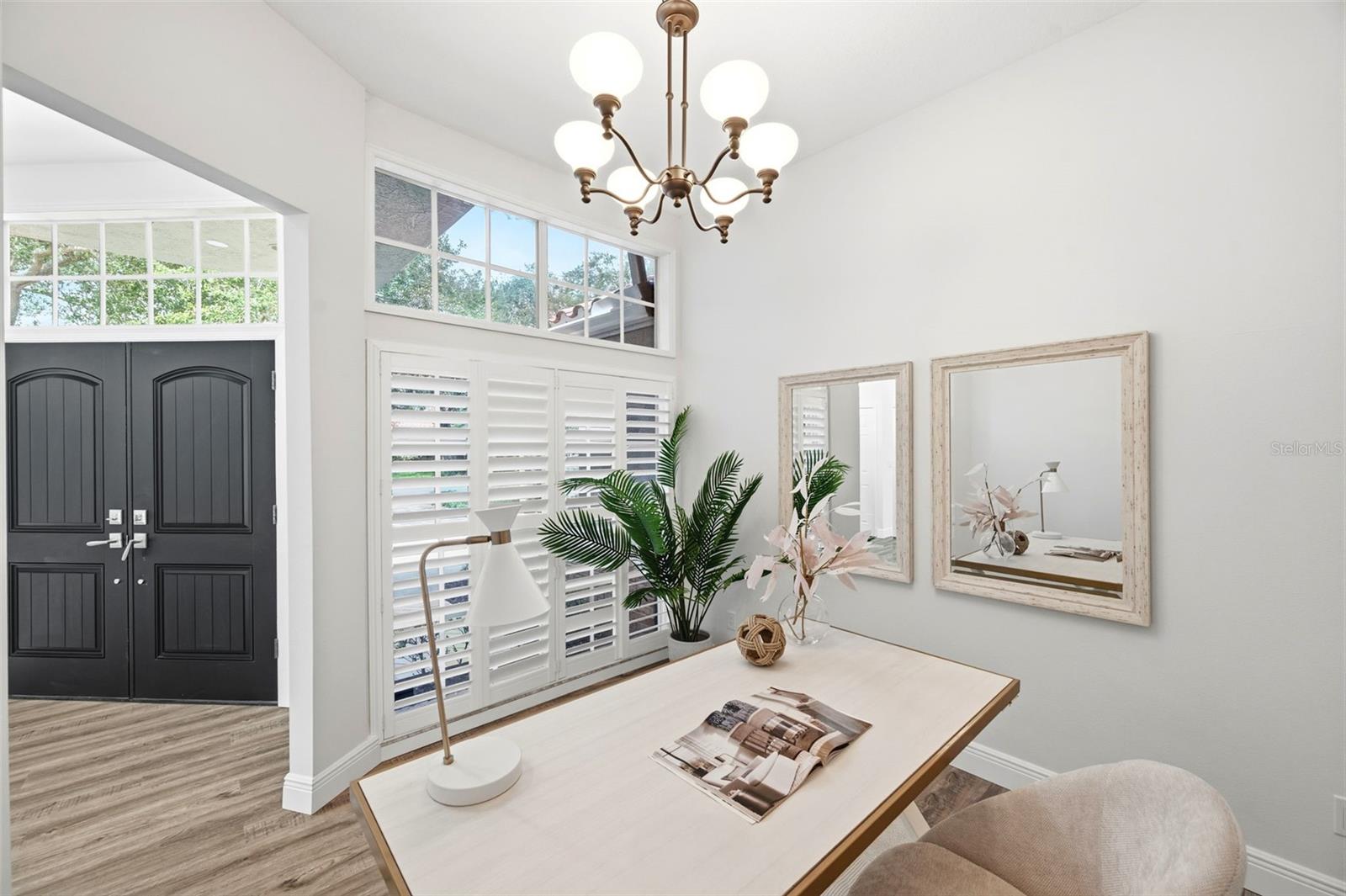 Office with plantation shutters