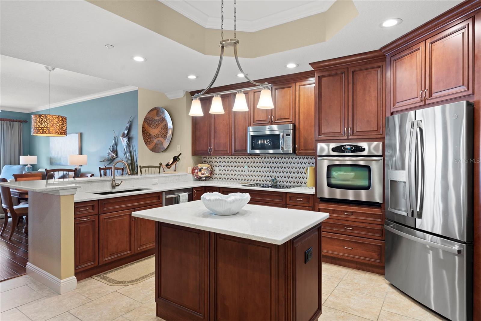 Kitchen over looks dining room