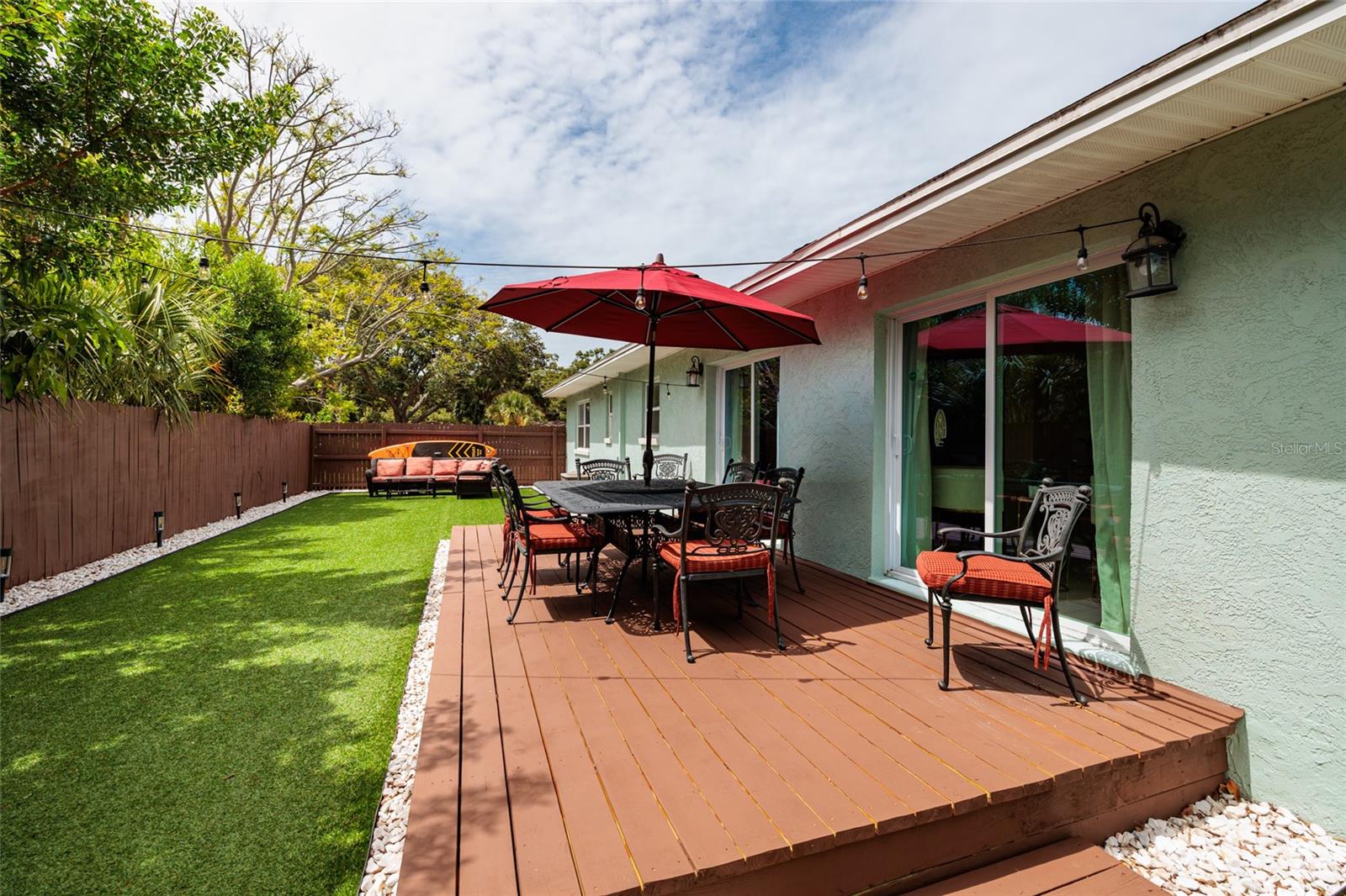 Deck area and Astroturf grass areas!