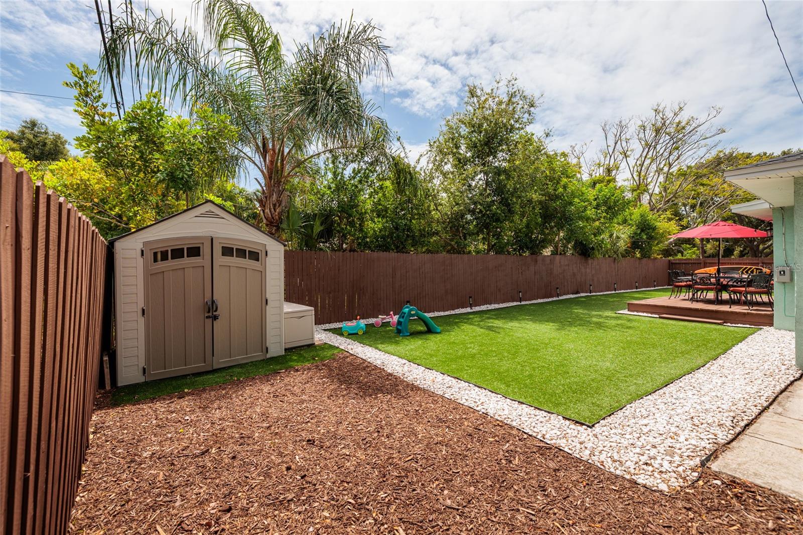 Shed for outside storage.