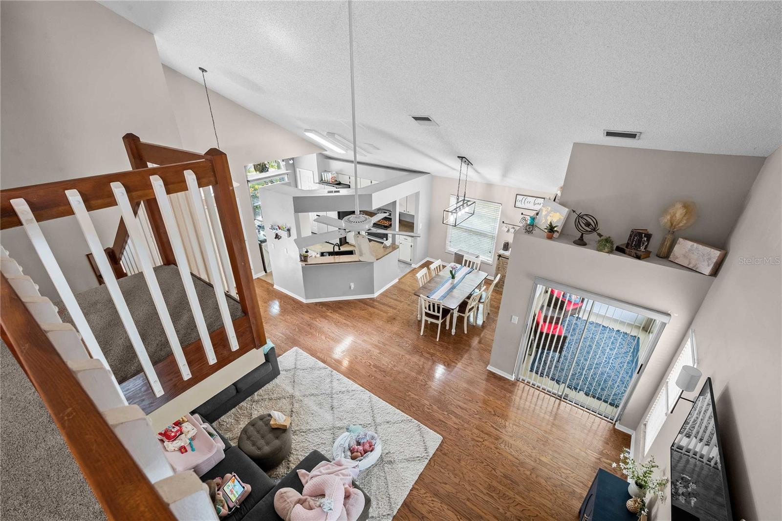 Looking down from the upstairs loft
