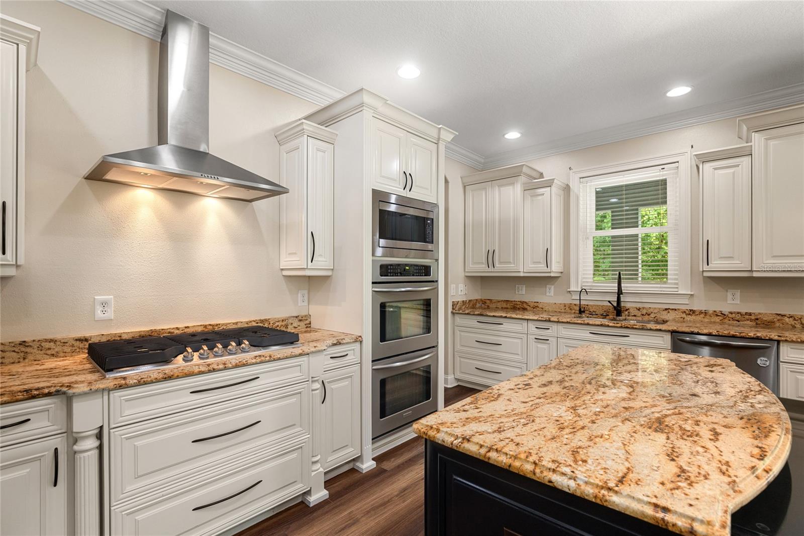 Professional cooktop,hood and island