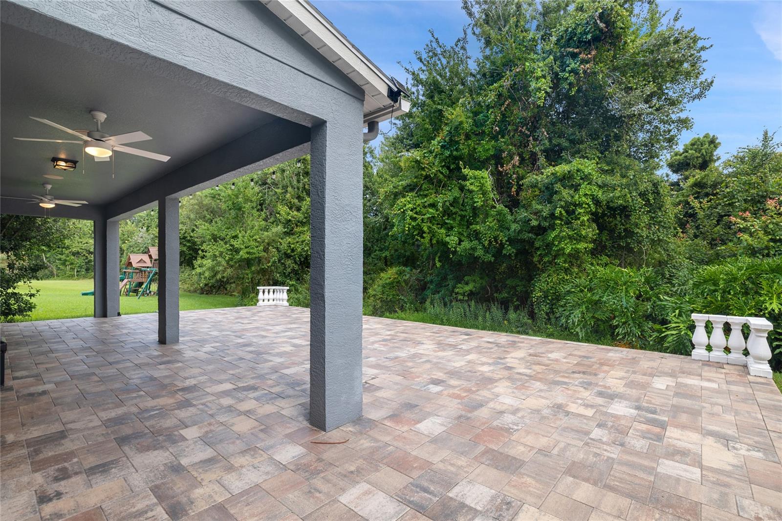 Pavered patio with conservation views