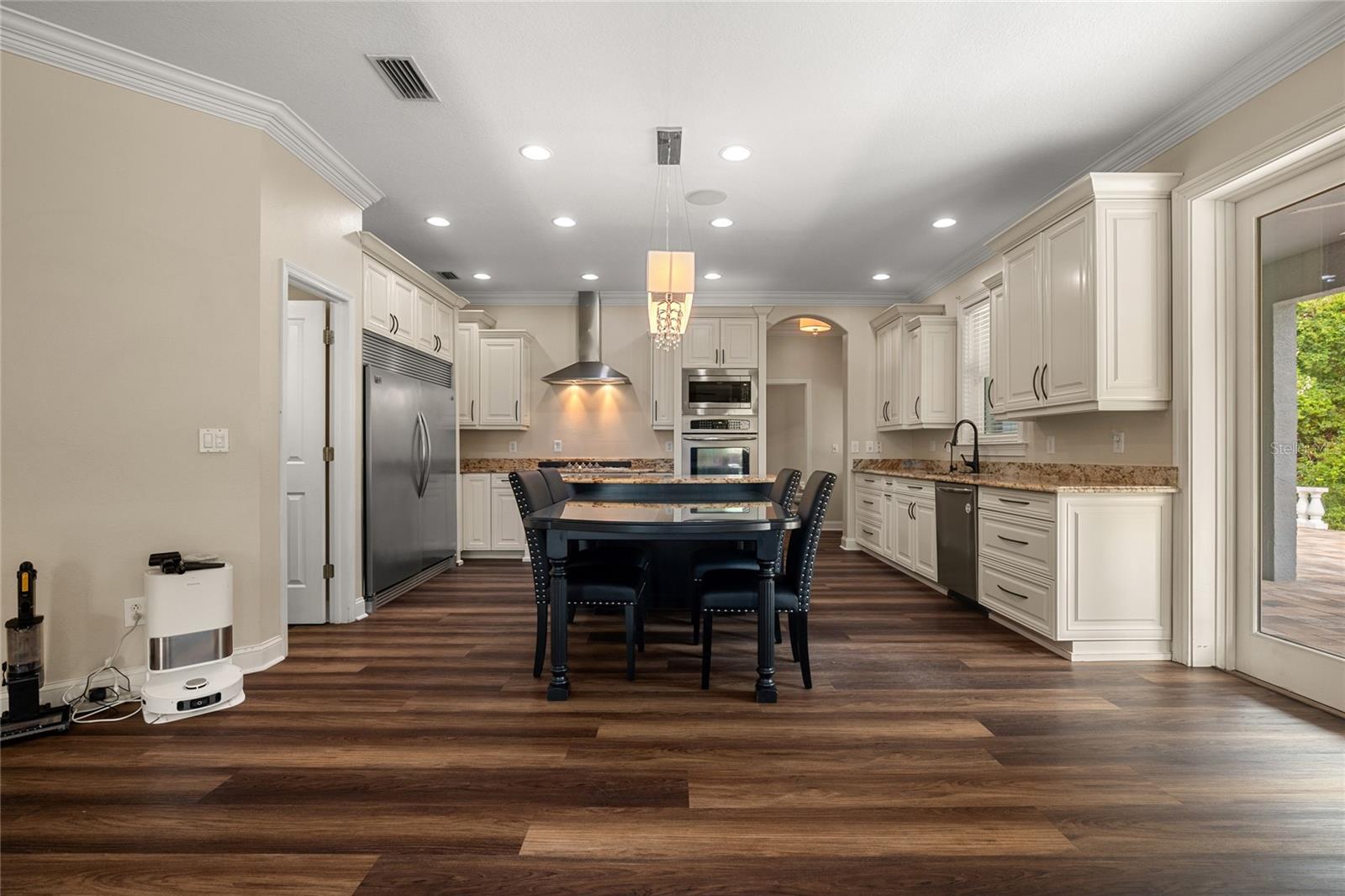 Kitche island with attached table