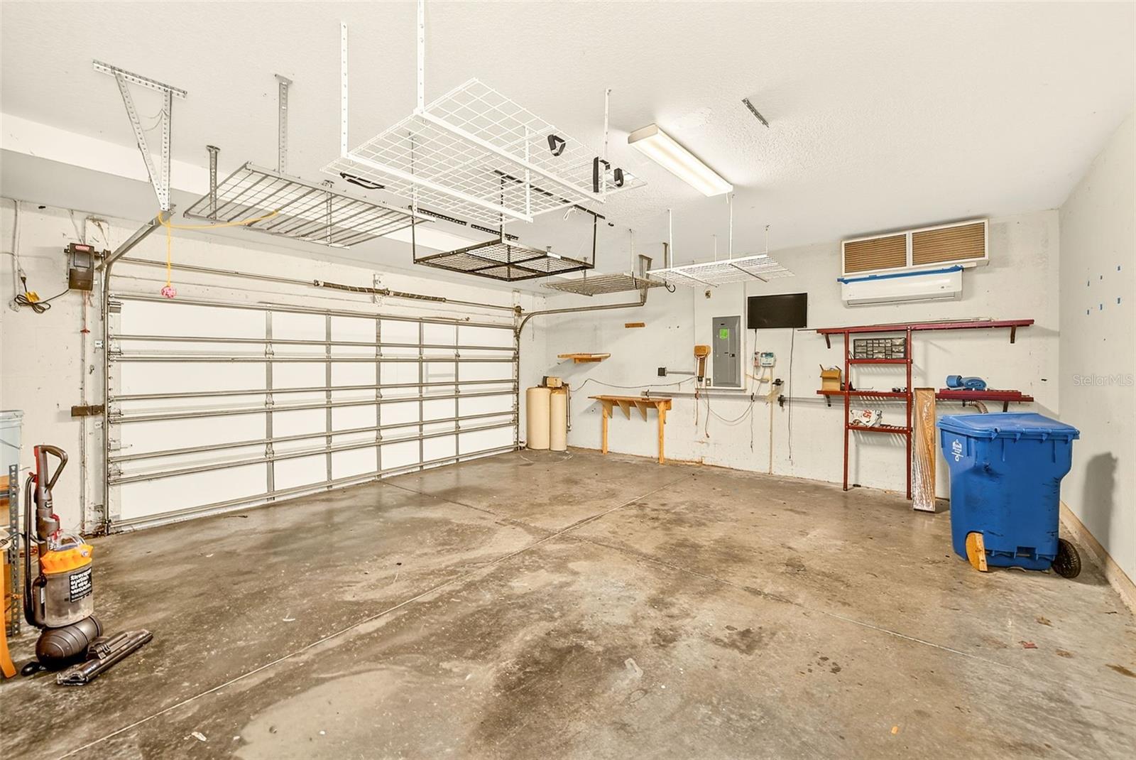 Spacious 2 car garage with built in storage