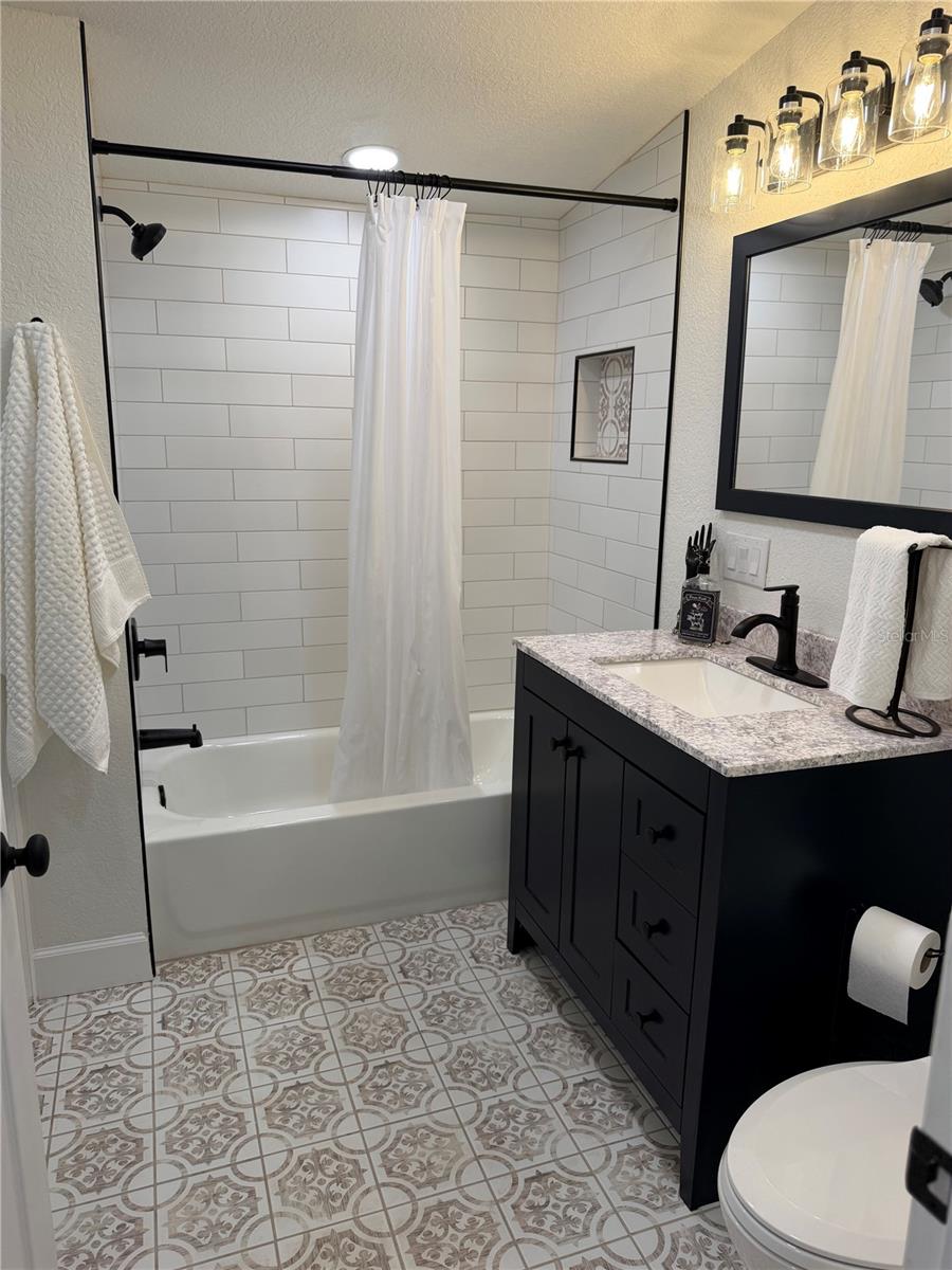 Matching black hardware throughout the home
