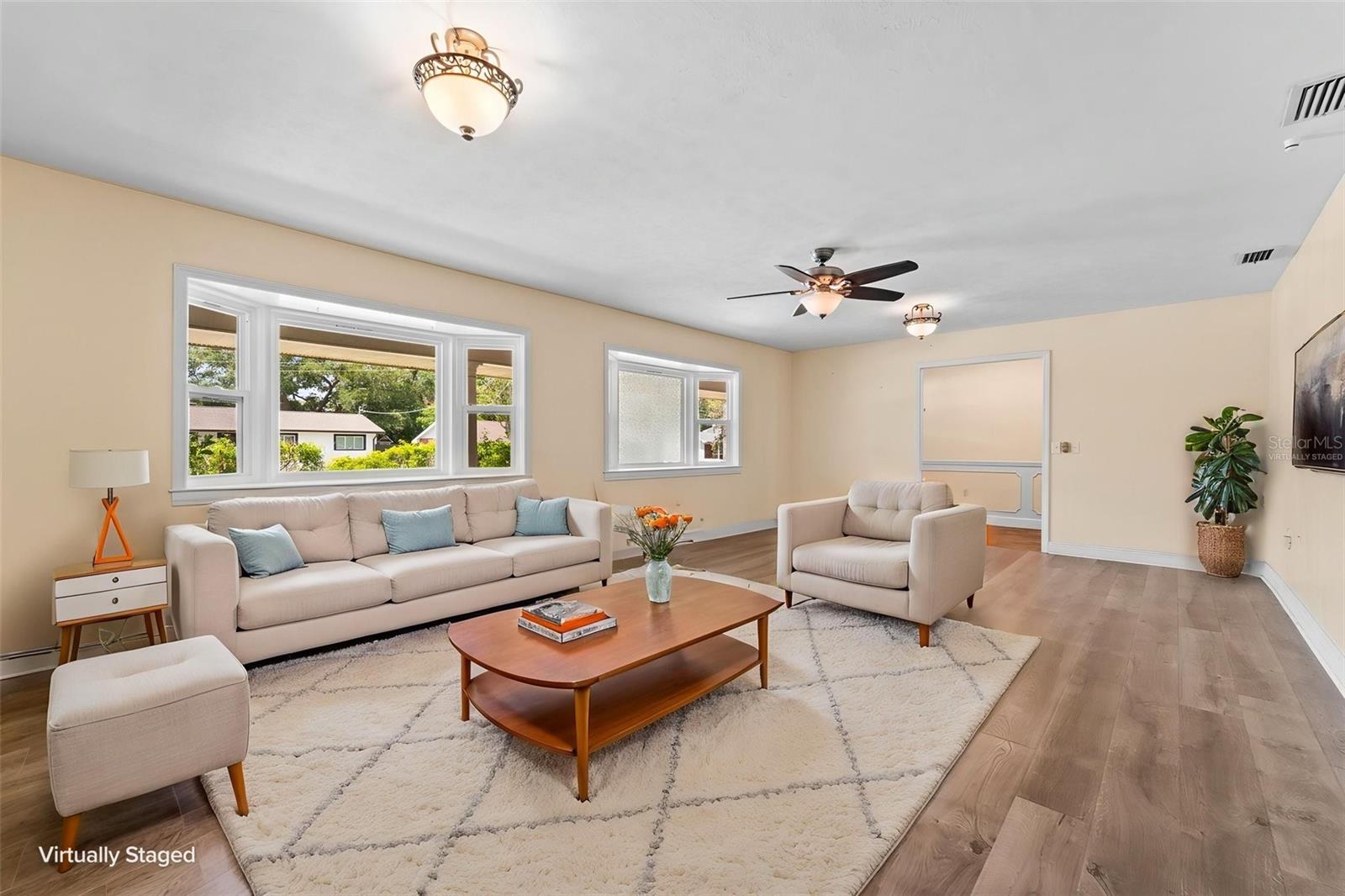 Virtually staged family room