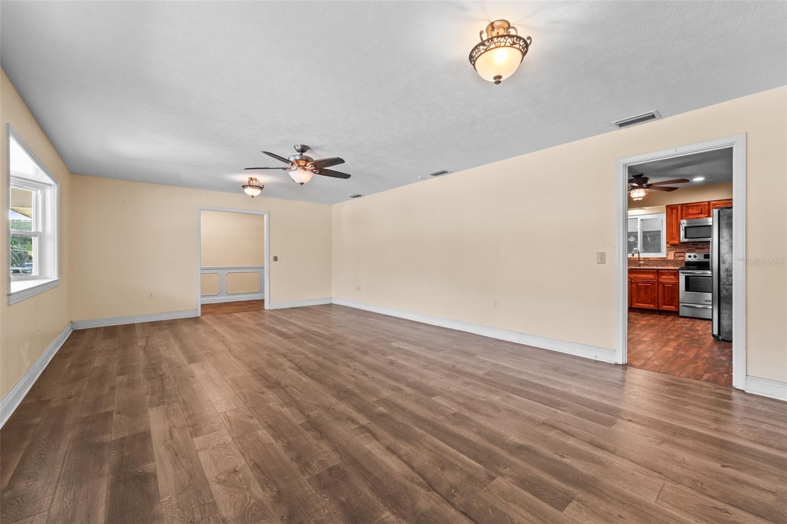 Family room and entrance to kitchen