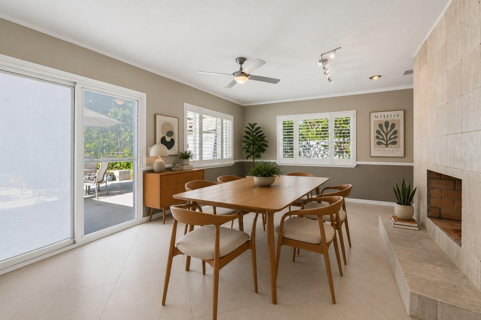 ormal living room or dining room with sliders to back yard