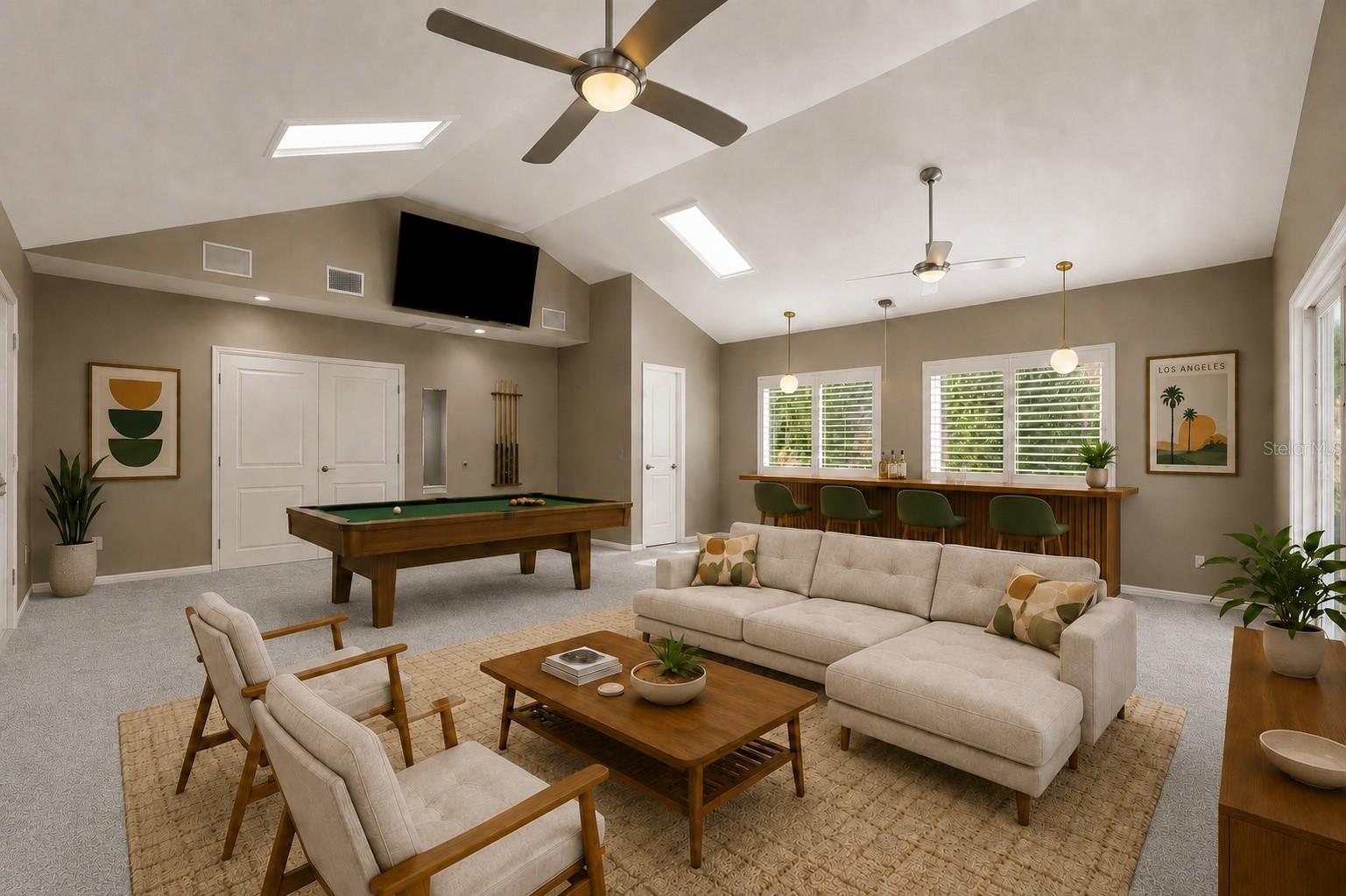 arge bonus room with french doors into primary bedroom