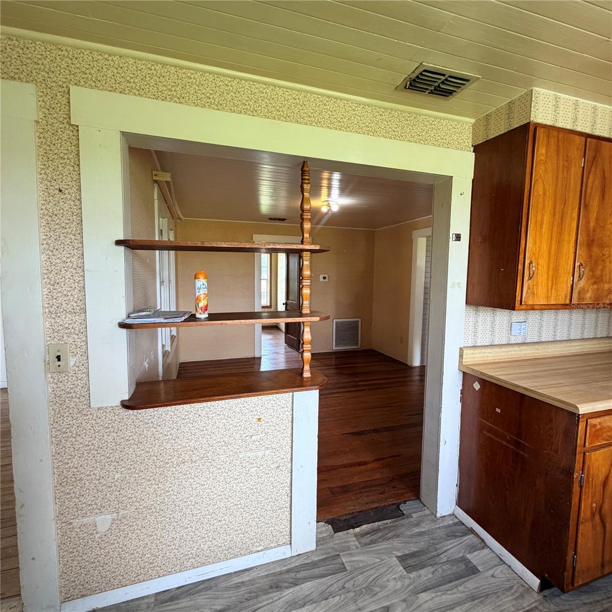 view from kitchen to dining room