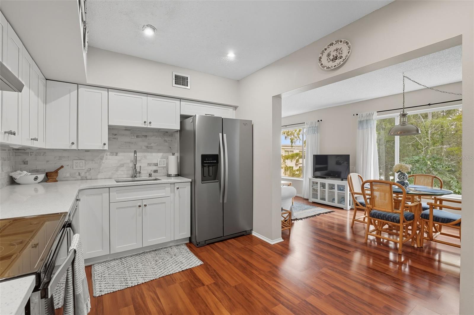 Kitchen overlooking serene rear view