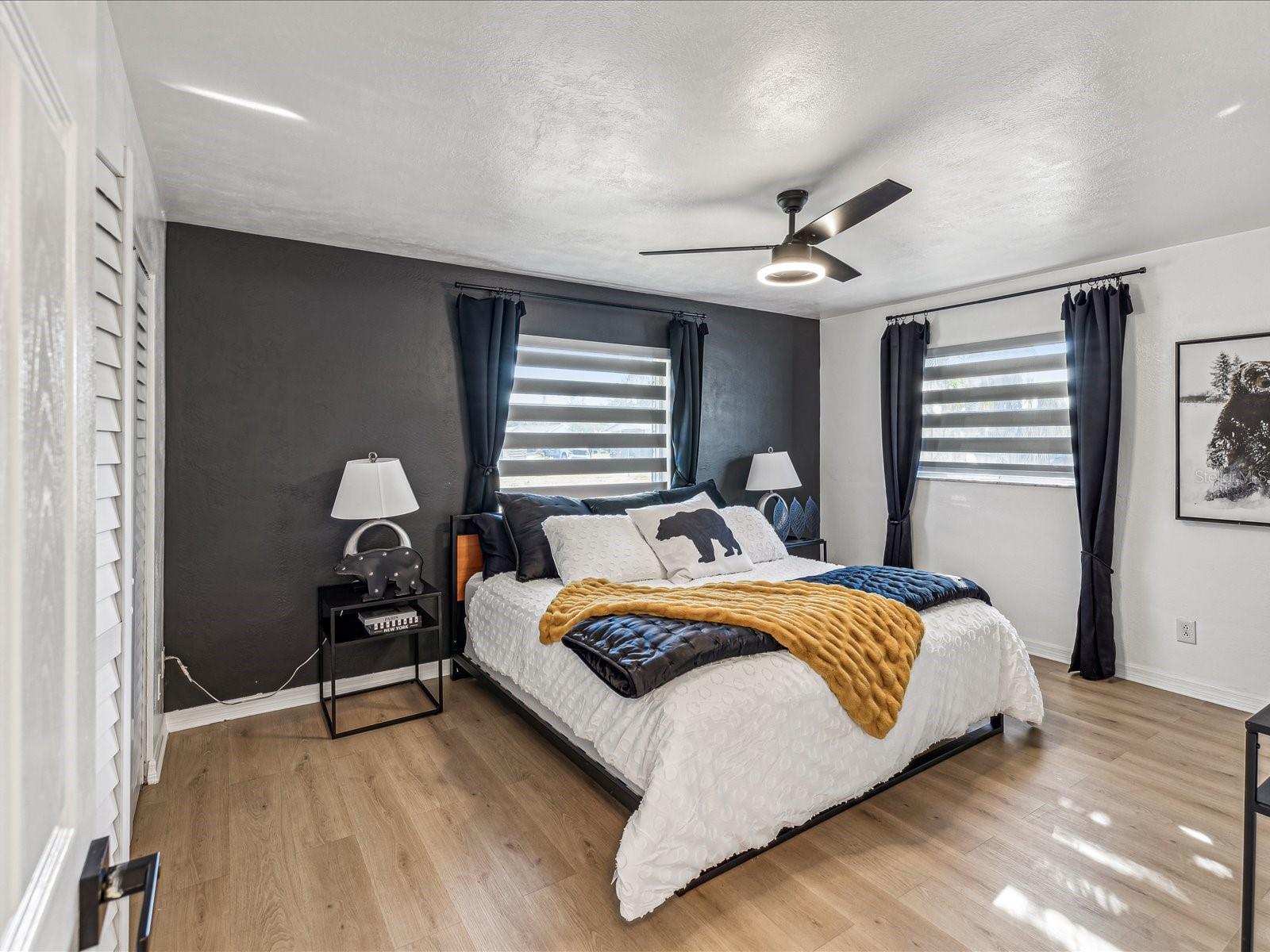 Large primary bedroom with spacious built-in closet.