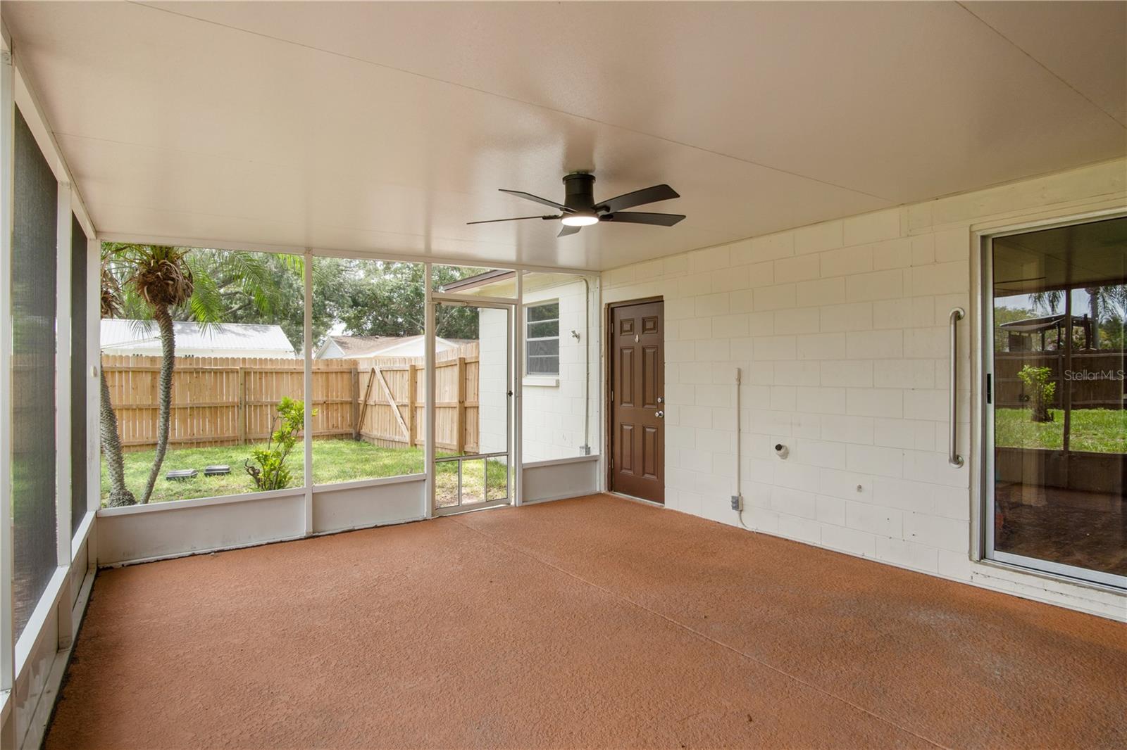 Access to the living room from the rear patio