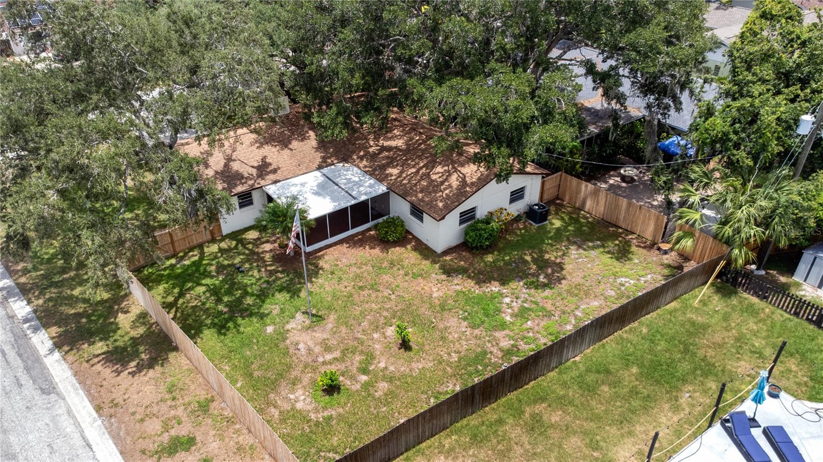 Bird's eye view of the backyard