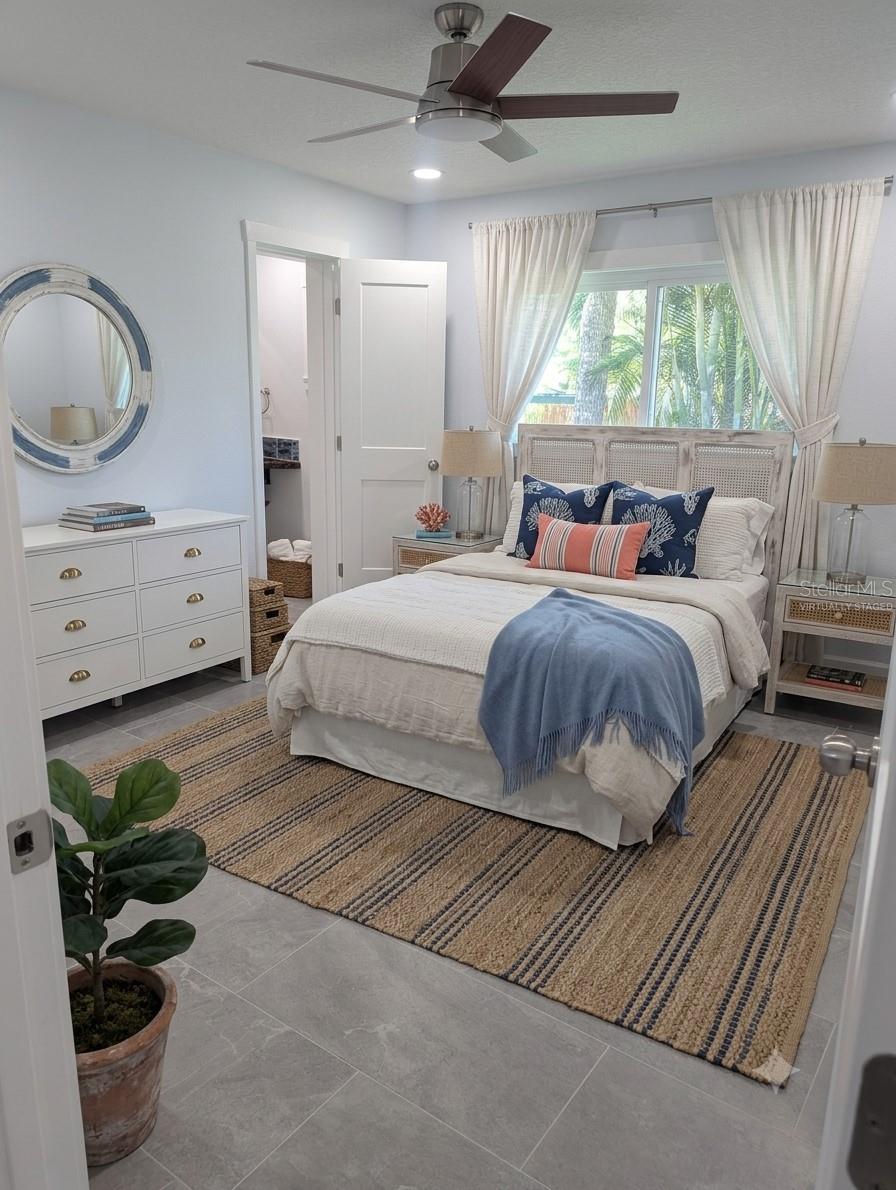 Virtually staged primary bedroom