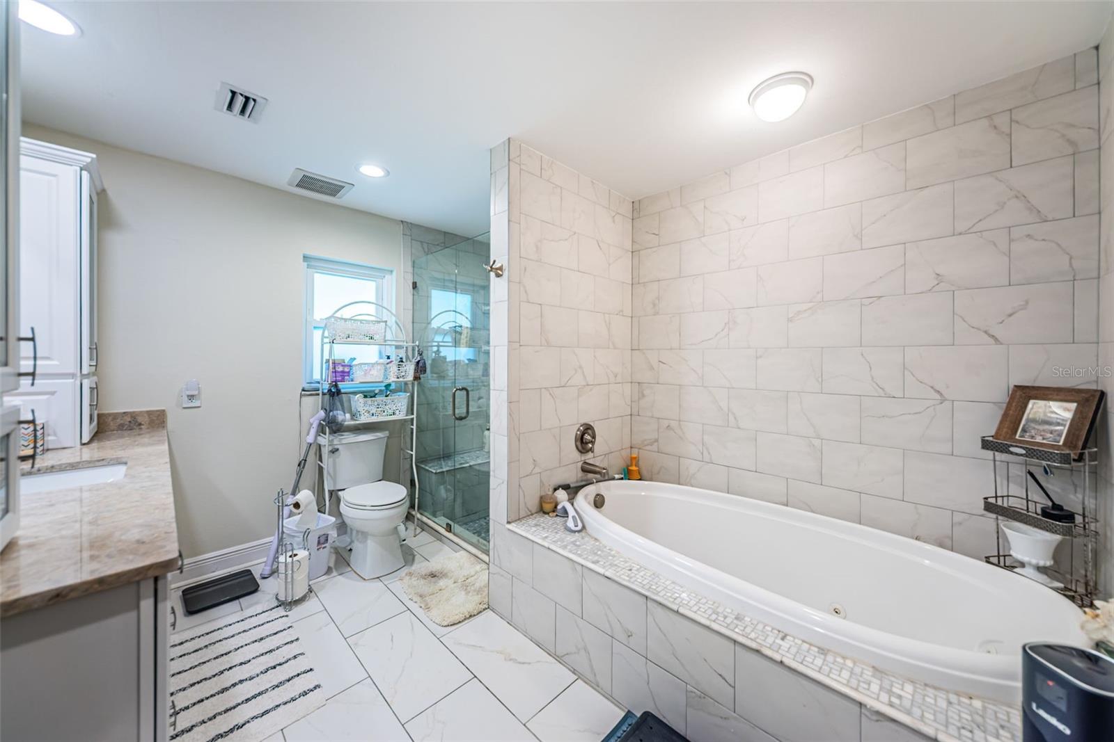 Spacious primary bathroom
