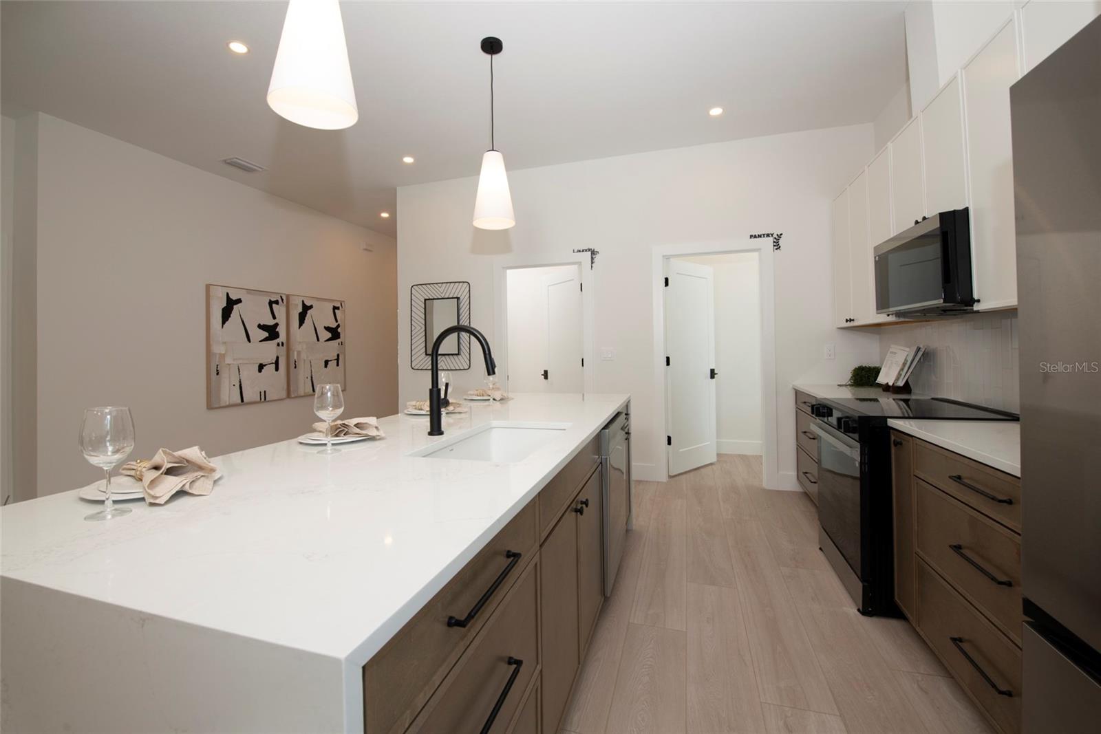 Laundry Room on Left, Walk in Pantry on right