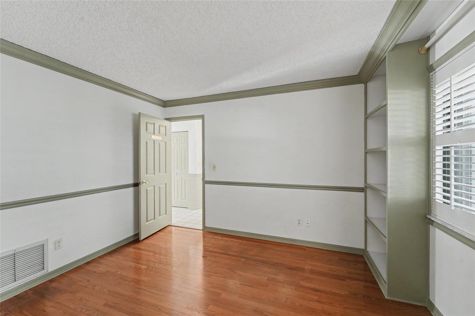 Plantation shutters, crown molding