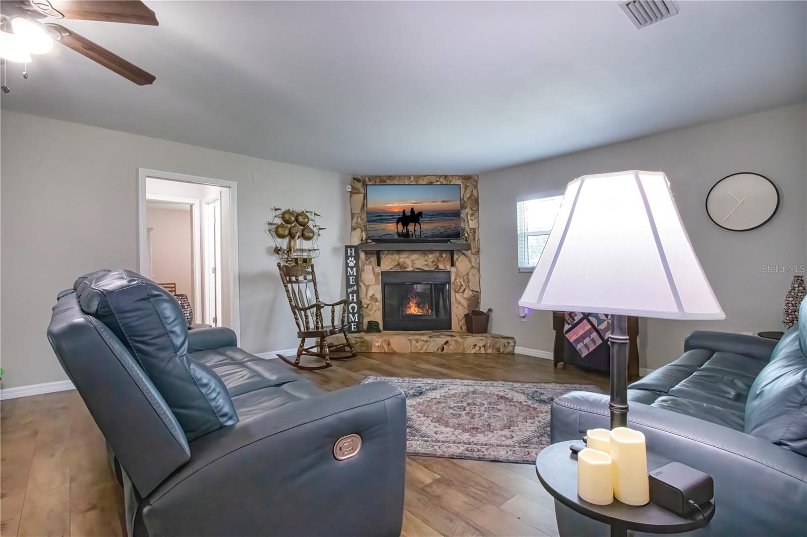 Great room with fireplace