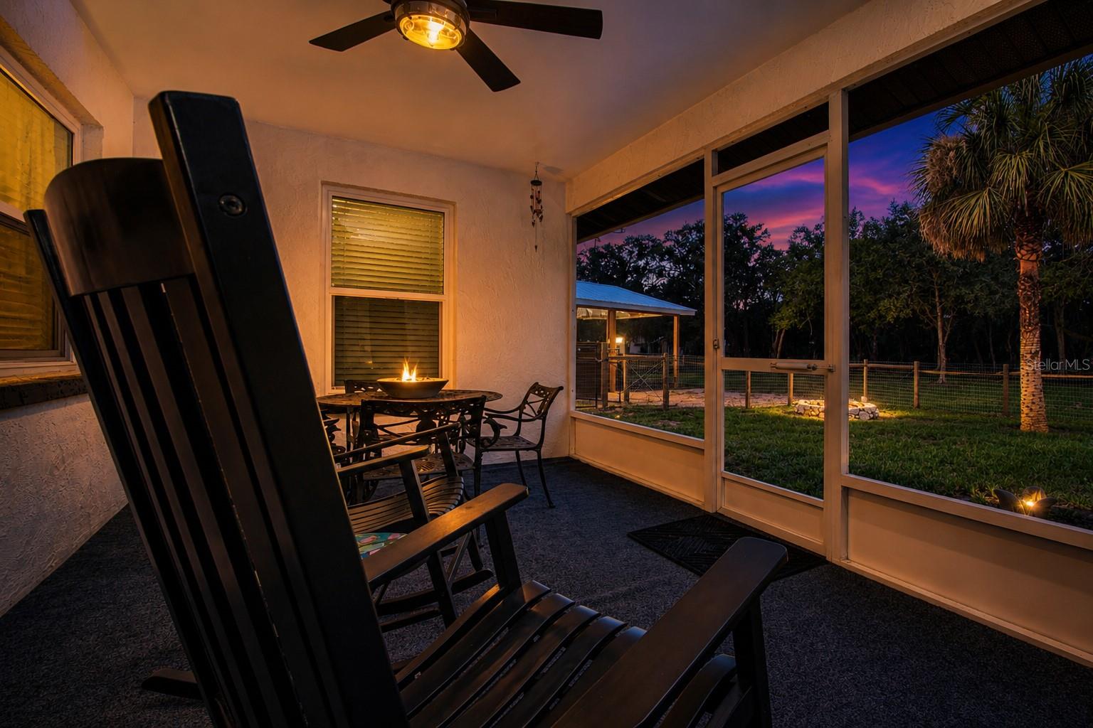 Twilight of back porch