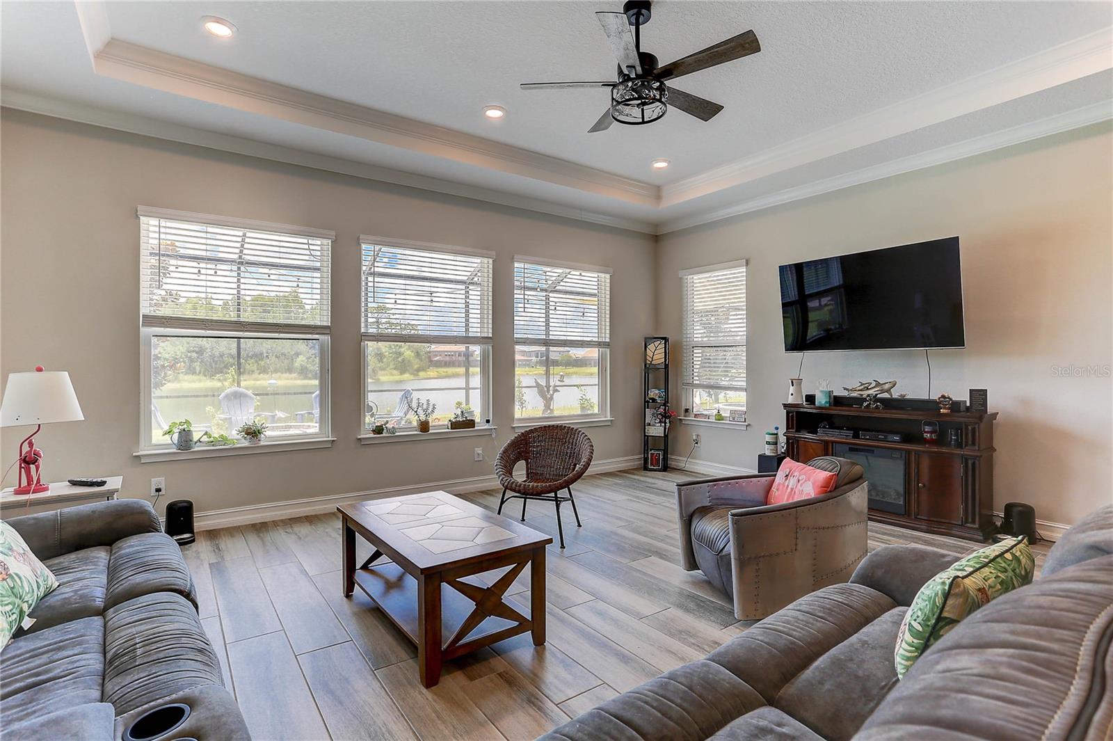 Family room, pond views