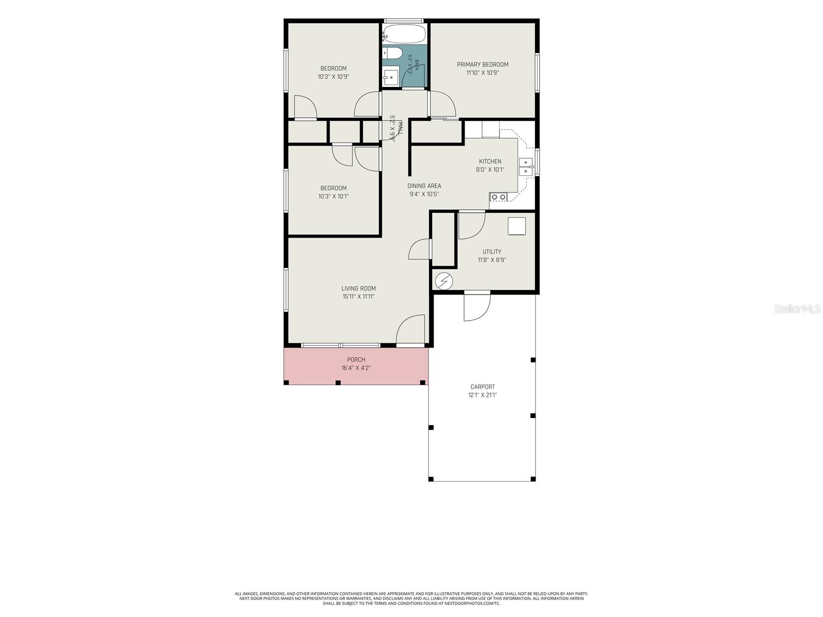 Thoughtfully laid out with three bedrooms, one bath, and functional living spaces.
