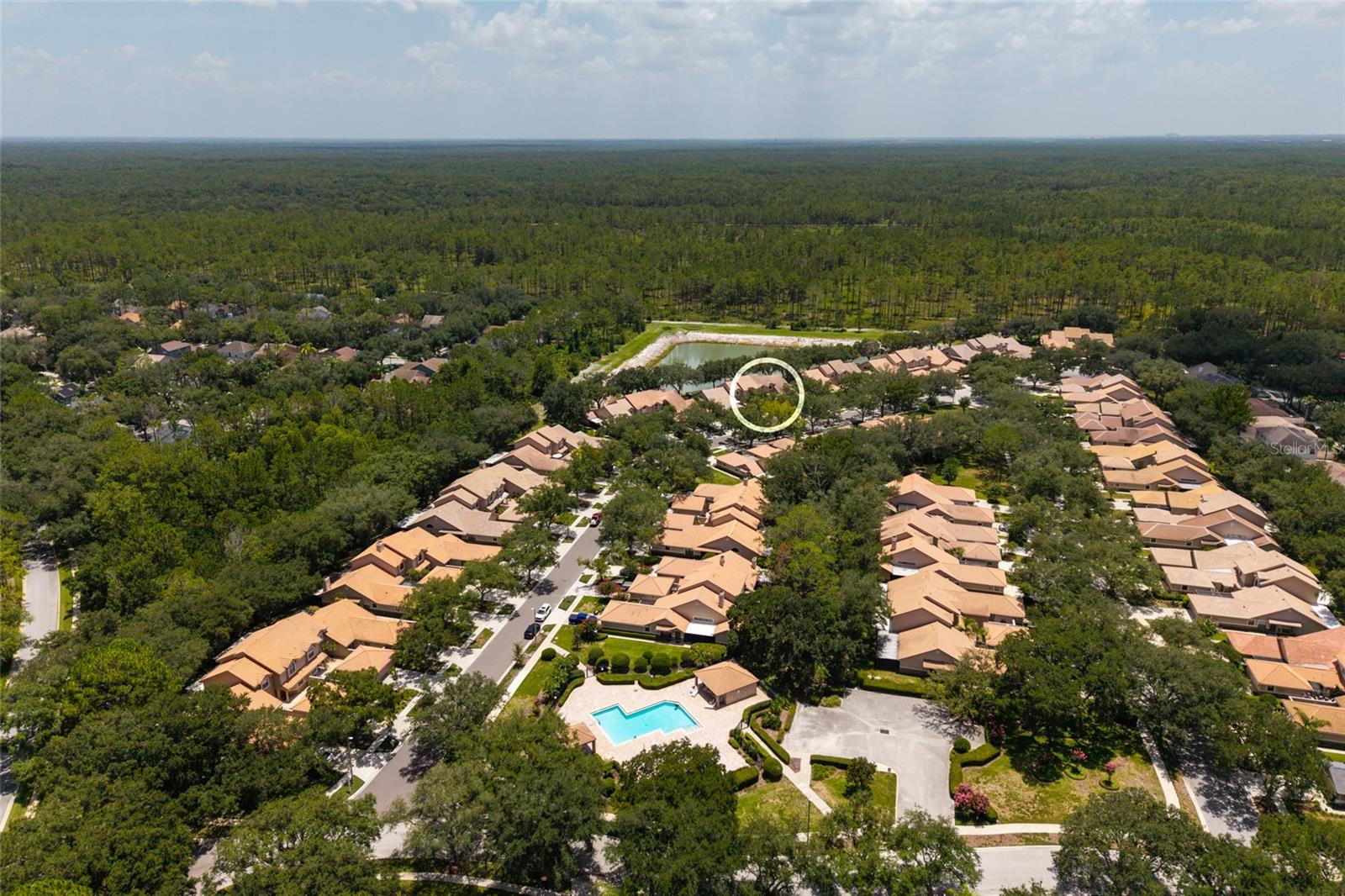 Aerial view neighborhood