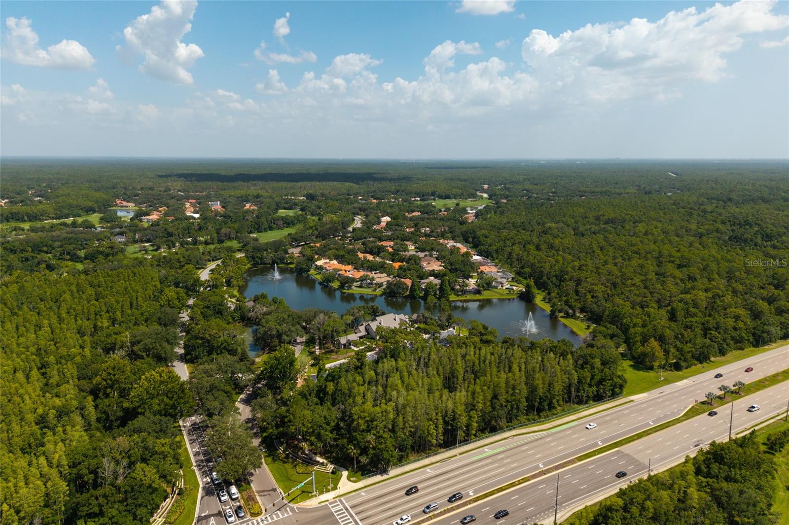 aerial view to major roads