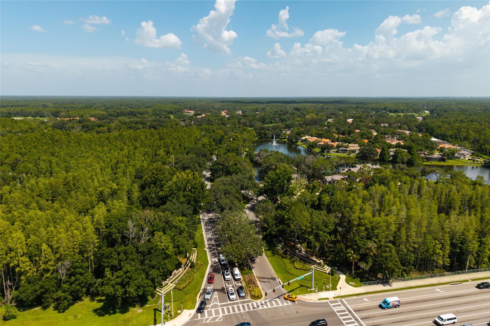 aerial view to major roads