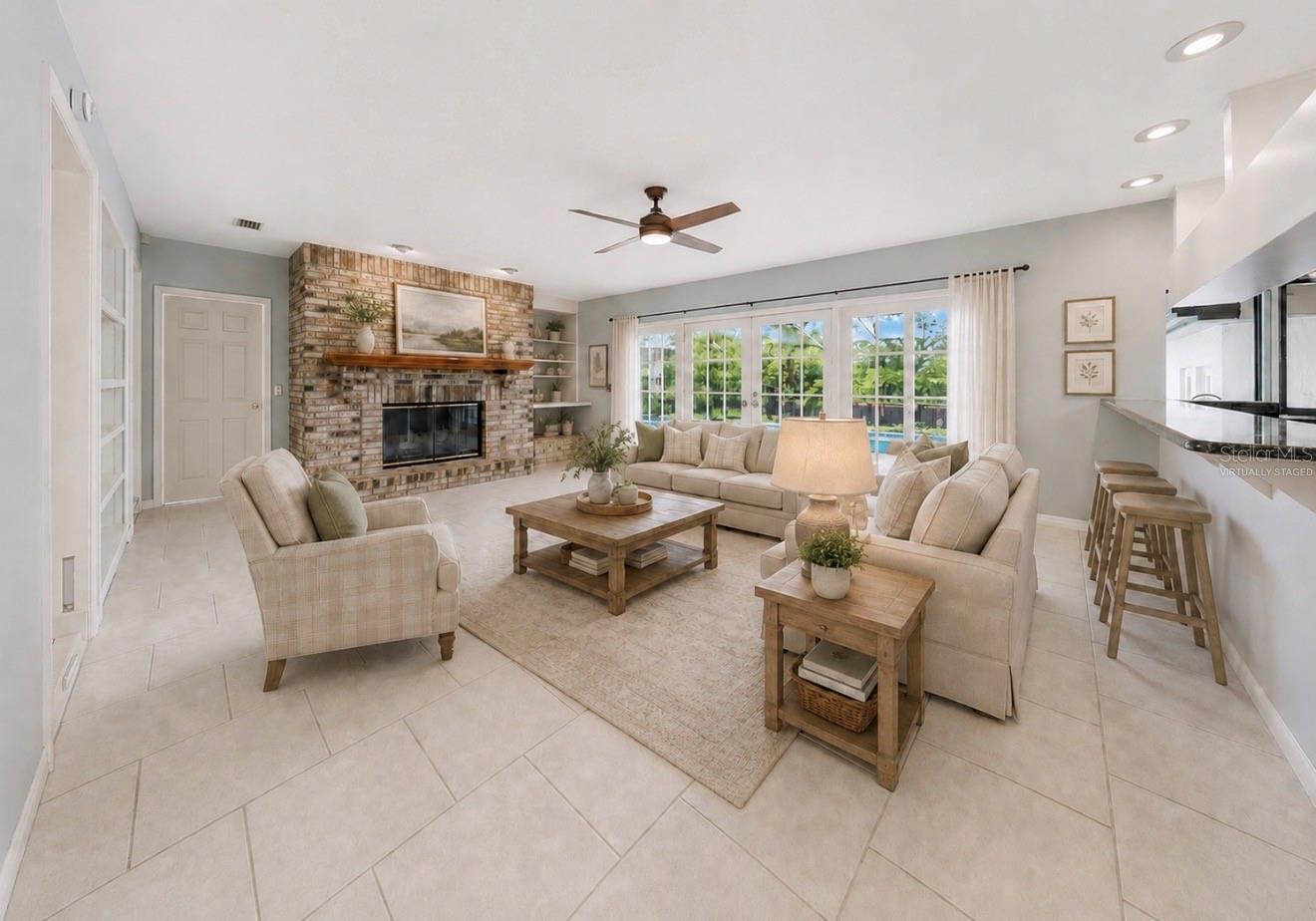 Virtually staged family room